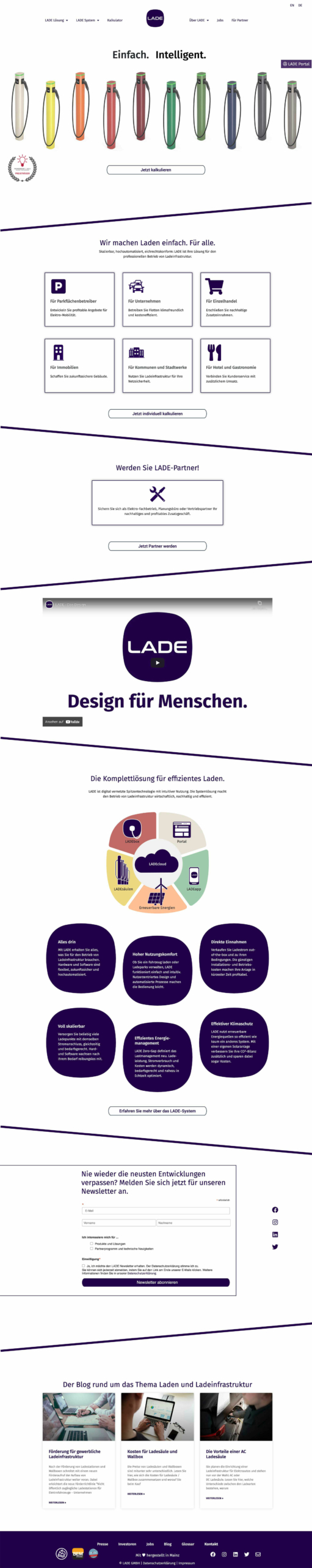 LADE Website – Webdesign, Umsetzung und Corporate Identity